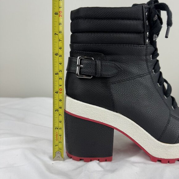 Mix No. 6 Denari Platform Block Booties Black Chunky Heel Lace Up Combat Style 8 - Picture 9 of 10